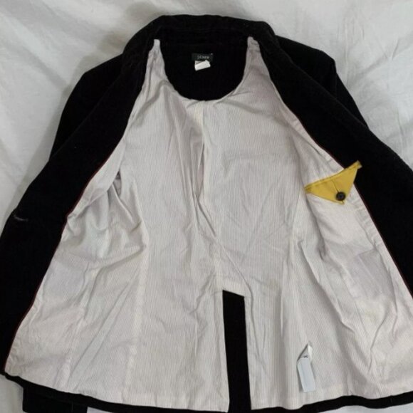 J.Crew Womens Size 0 Corduroy Black One Button Blazer Lined Cotton Cord Preppy - Picture 7 of 9